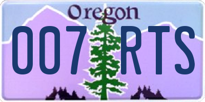 OR license plate 007RTS