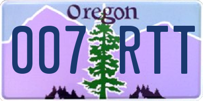 OR license plate 007RTT