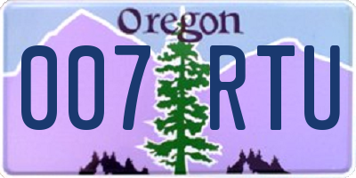 OR license plate 007RTU