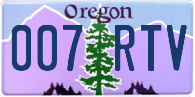 OR license plate 007RTV