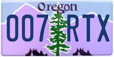 OR license plate 007RTX