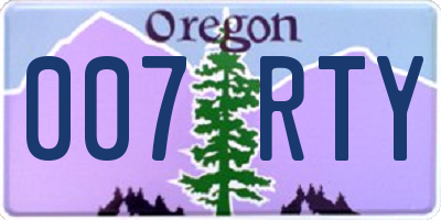 OR license plate 007RTY
