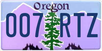 OR license plate 007RTZ