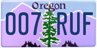 OR license plate 007RUF