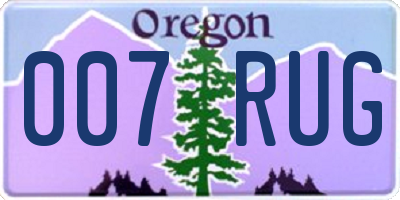 OR license plate 007RUG