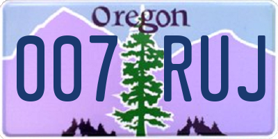 OR license plate 007RUJ