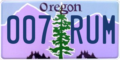 OR license plate 007RUM