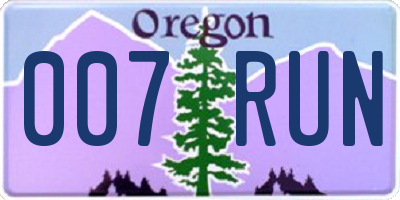 OR license plate 007RUN