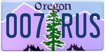 OR license plate 007RUS