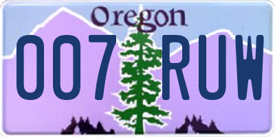 OR license plate 007RUW