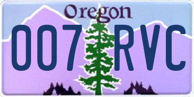OR license plate 007RVC
