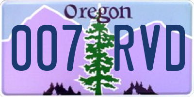 OR license plate 007RVD