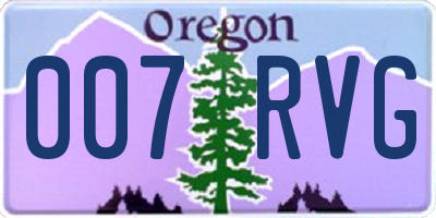 OR license plate 007RVG