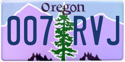 OR license plate 007RVJ