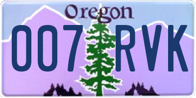 OR license plate 007RVK