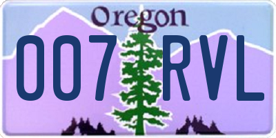 OR license plate 007RVL