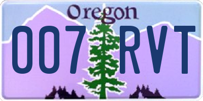 OR license plate 007RVT