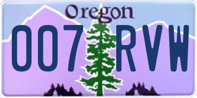 OR license plate 007RVW