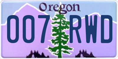 OR license plate 007RWD