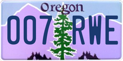 OR license plate 007RWE