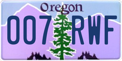 OR license plate 007RWF