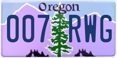 OR license plate 007RWG