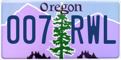 OR license plate 007RWL