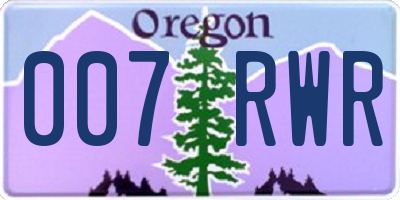 OR license plate 007RWR