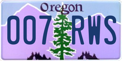 OR license plate 007RWS