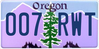 OR license plate 007RWT