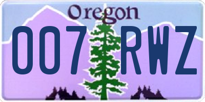 OR license plate 007RWZ