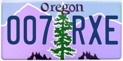 OR license plate 007RXE