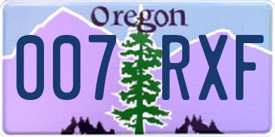 OR license plate 007RXF
