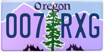OR license plate 007RXG