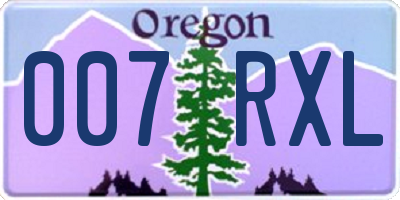 OR license plate 007RXL