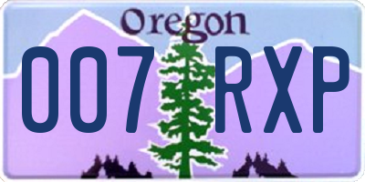 OR license plate 007RXP