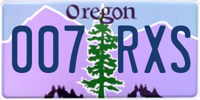 OR license plate 007RXS