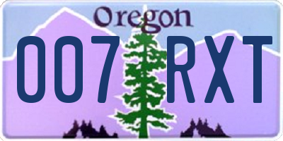 OR license plate 007RXT