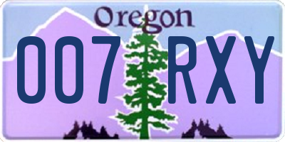 OR license plate 007RXY