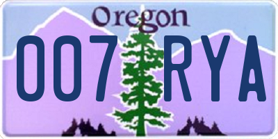 OR license plate 007RYA