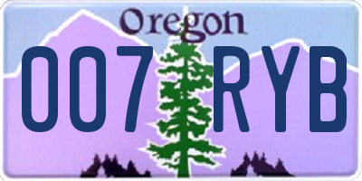 OR license plate 007RYB