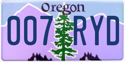 OR license plate 007RYD