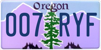 OR license plate 007RYF