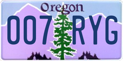 OR license plate 007RYG