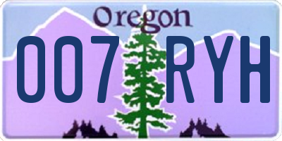 OR license plate 007RYH