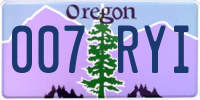 OR license plate 007RYI