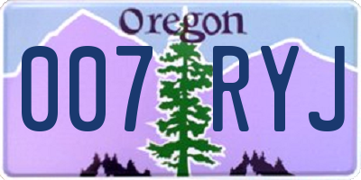 OR license plate 007RYJ