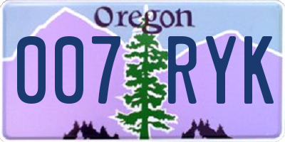 OR license plate 007RYK