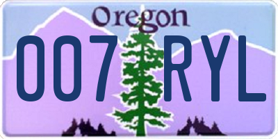 OR license plate 007RYL