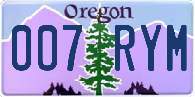 OR license plate 007RYM